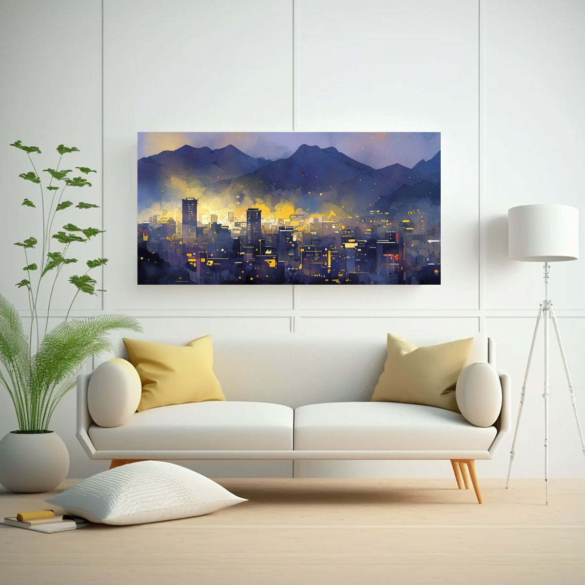 CUADRO VINTAGE SANTIAGO CHILE EN ACUARELAS Y 40X20 CM - 2