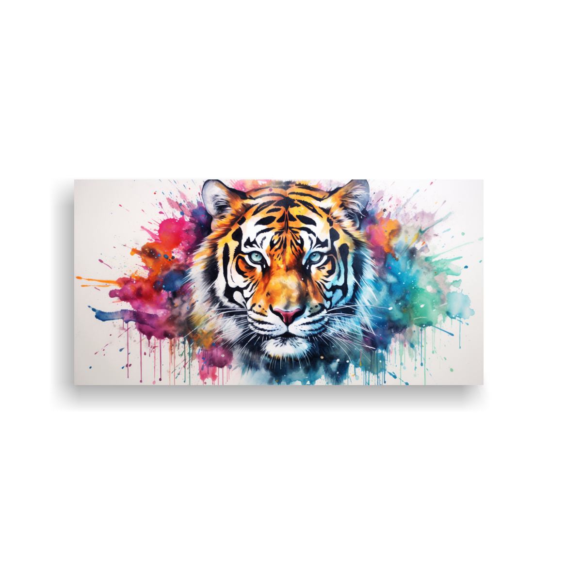 PINTURA TIGRE ACUARELA COLORIDA ESTILO PINTURA 21 120X60 CM - 1