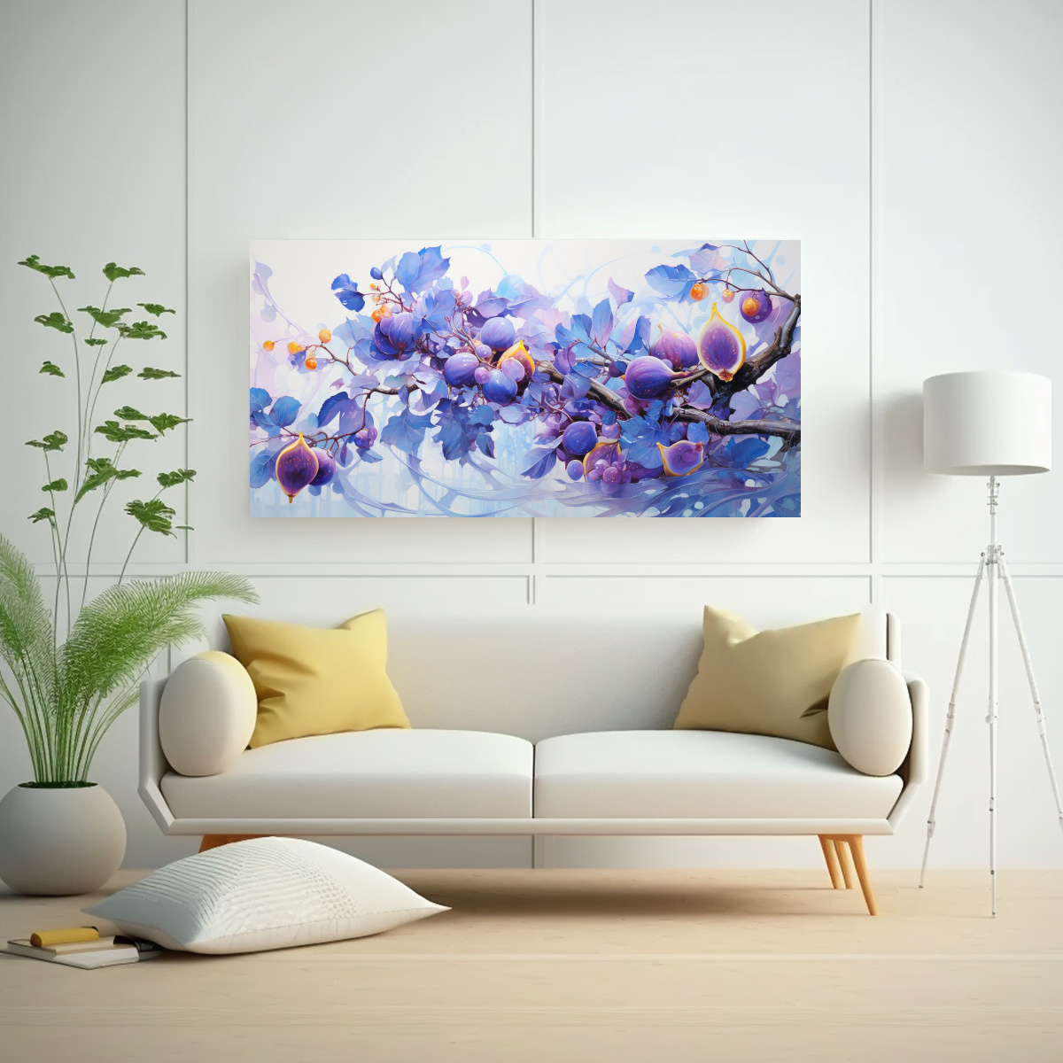 CUADRO ABSTRACTO DE HIGUERA EN MORADO Y AZUL PARA 160X80 CM - 2