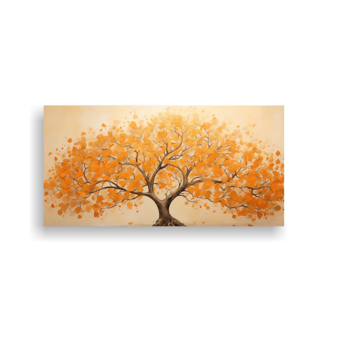 PINTURA ABSTRACTA DE UN ÁRBOL NARANJA EN 160X80 CM - 1