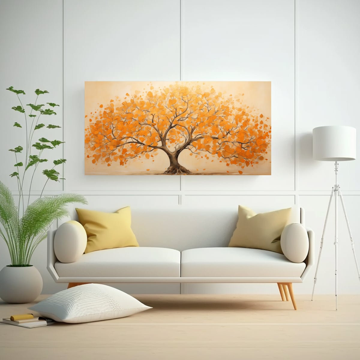 PINTURA ABSTRACTA DE UN ÁRBOL NARANJA EN 160X80 CM - 2