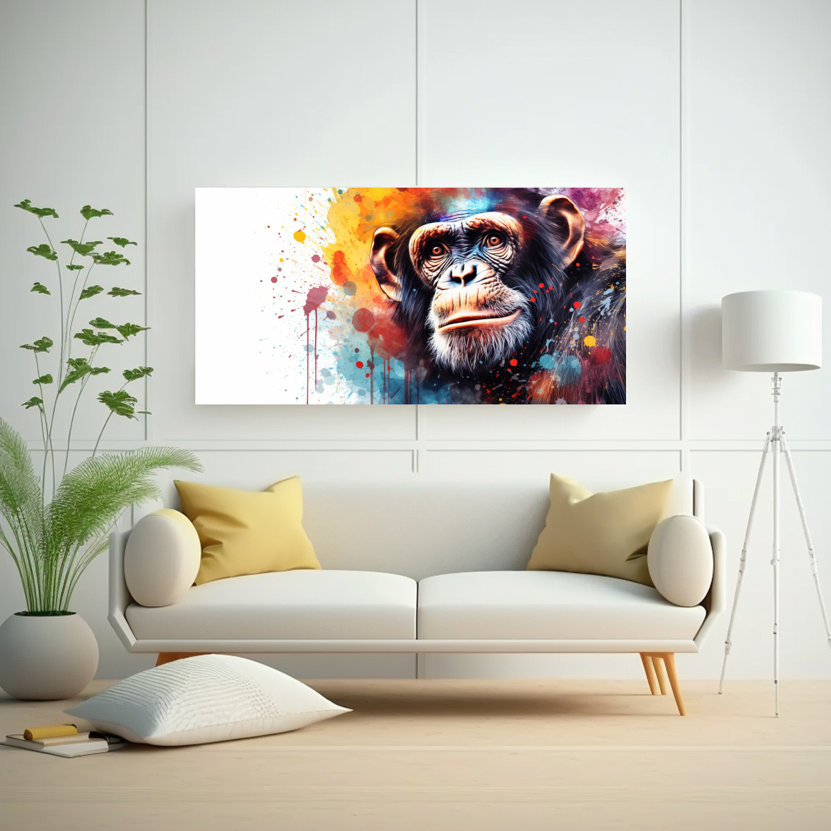 CUADRO MODERNO RECTANGULAR DE CHIMPANCÉ EN 60X30 CM - 2