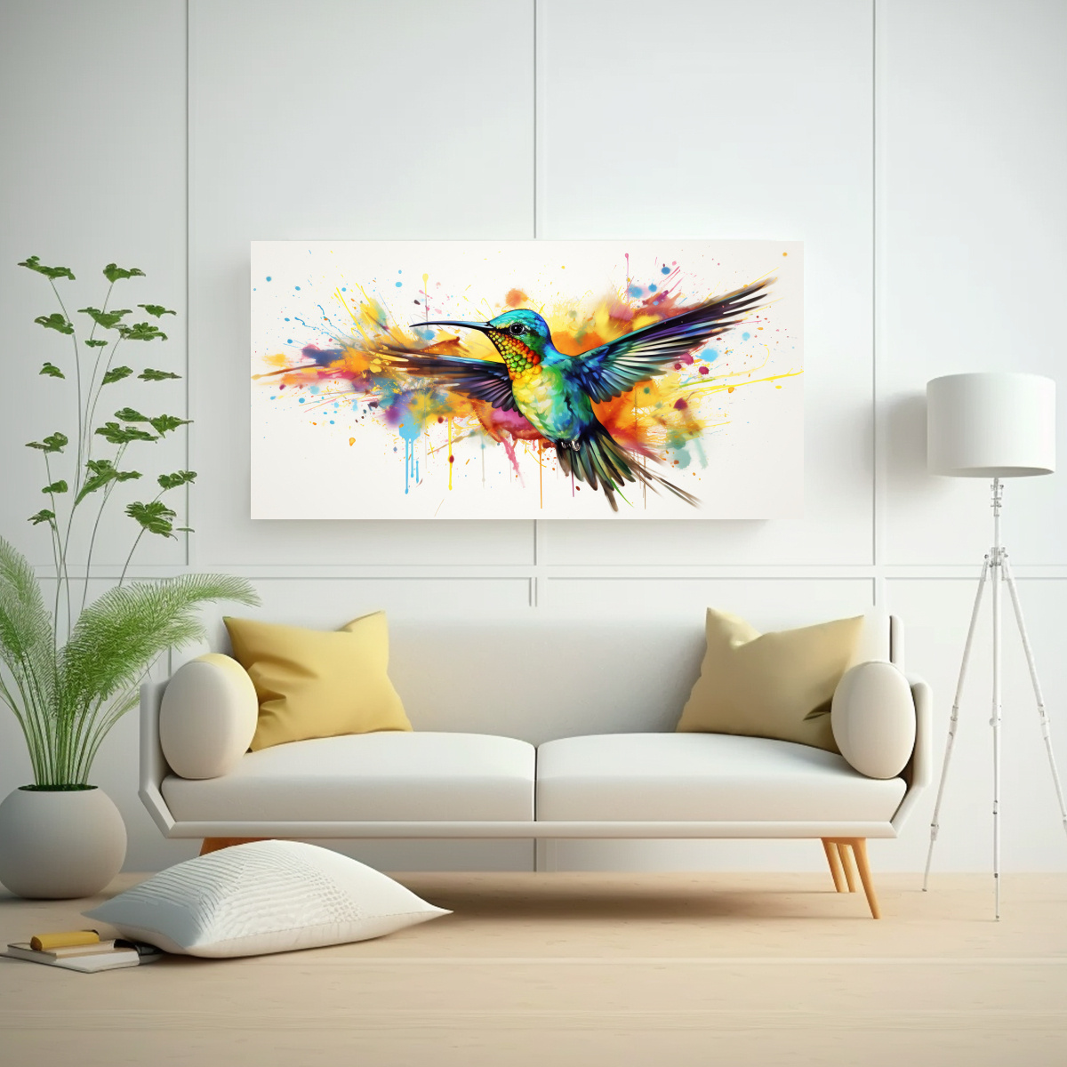 CUADRO DE ARTE TEMA HABITACIÓN DE UN COLIBRÍ EN 160X80 CM - 2