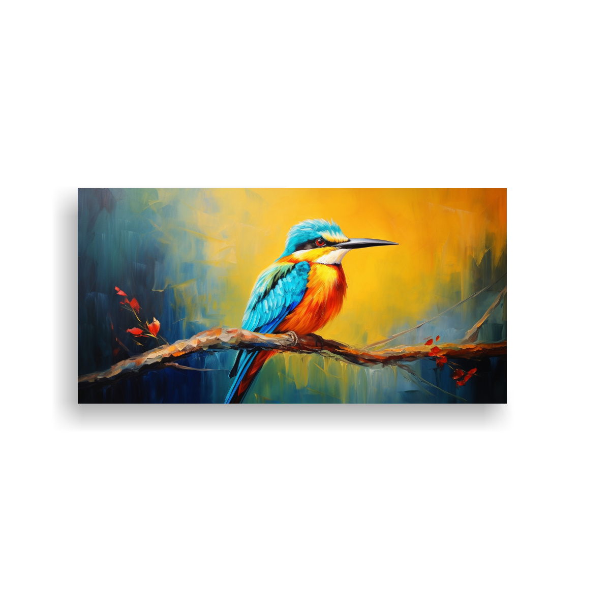 PINTURA AL ESTILO ÓLEO INSPIRADORA DE UN PÁJARO 140X70 CM - 1