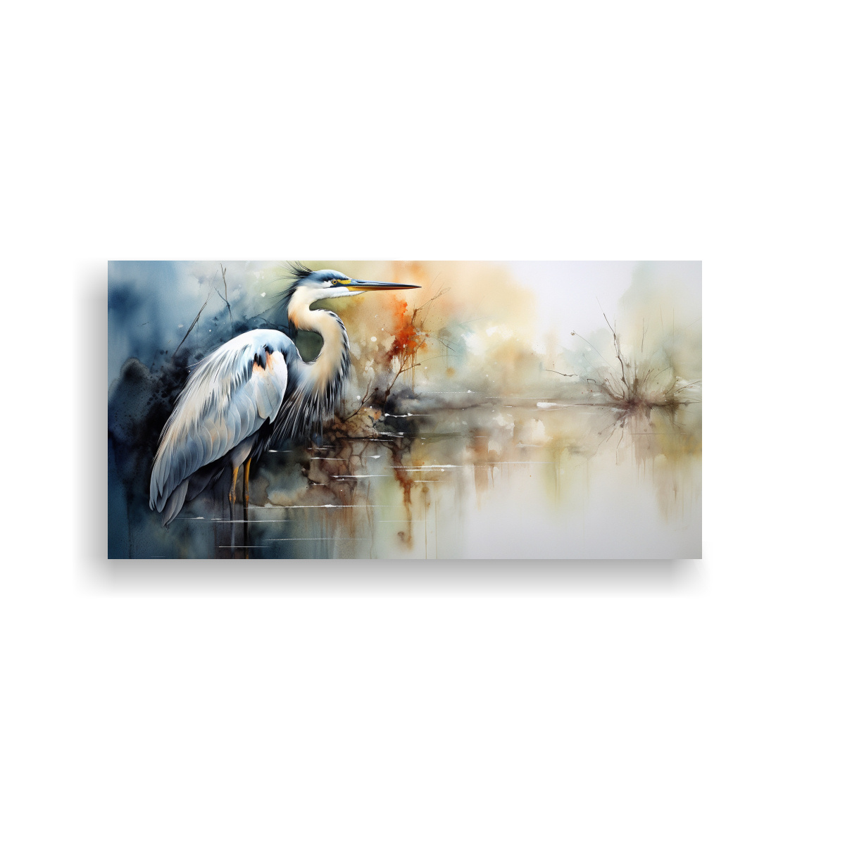 CUADRO DE SALÓN CON HERON EN ESTILO DE PINTURA 160X80 CM - 1