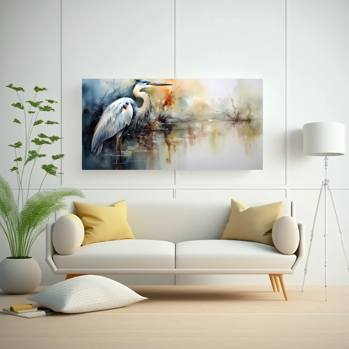 CUADRO DE SALÓN CON HERON EN ESTILO DE PINTURA 160X80 CM - 2