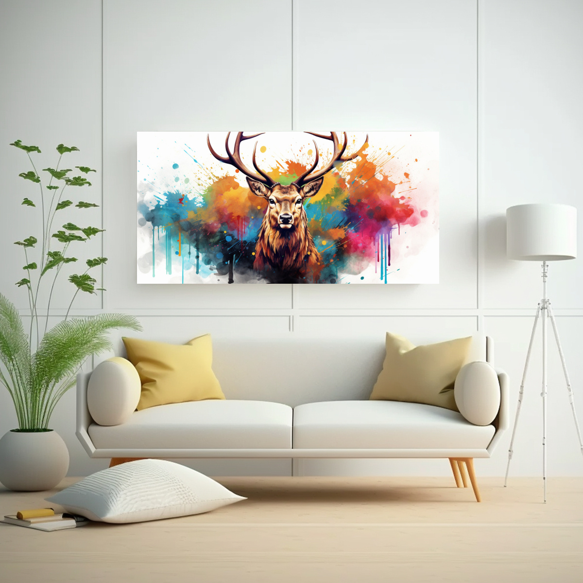 PINTURA DE ESTILO ACUARELA COLORIDA DE BRILLANTES 140X70 CM - 2