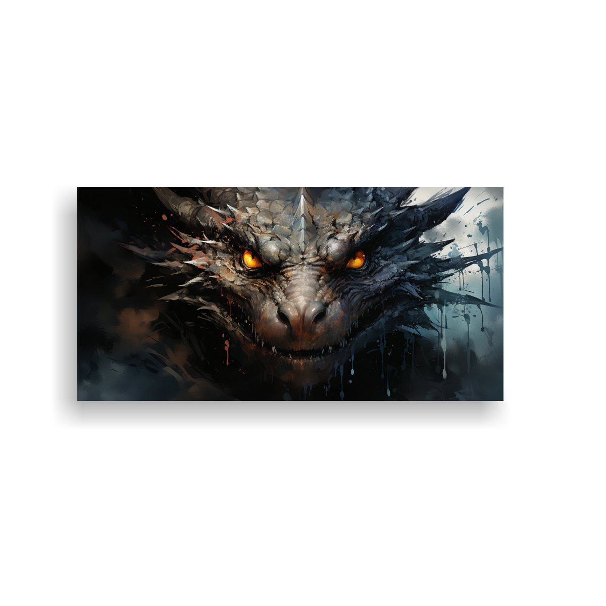 PINTURA EN BASTIDOR DRAGON NEGRO ATMOSFERA 120X60 CM - 1