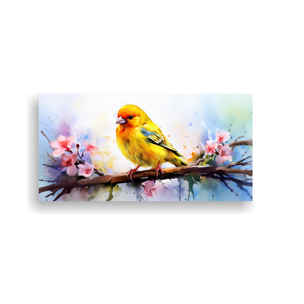 PINTURA ACUARELA COLORIDA ESTILO CANARIO PARA 40X20 CM - 1