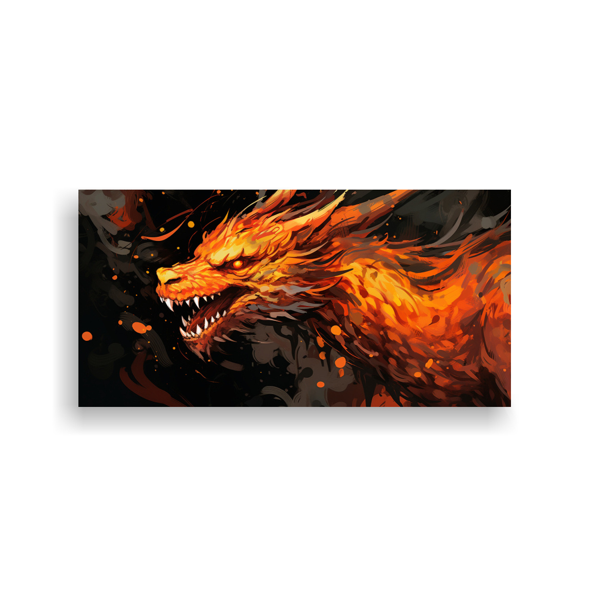 PINTURA DECORATIVA RECTANGULAR DE DRAGÓN EN 60X30 CM - 1