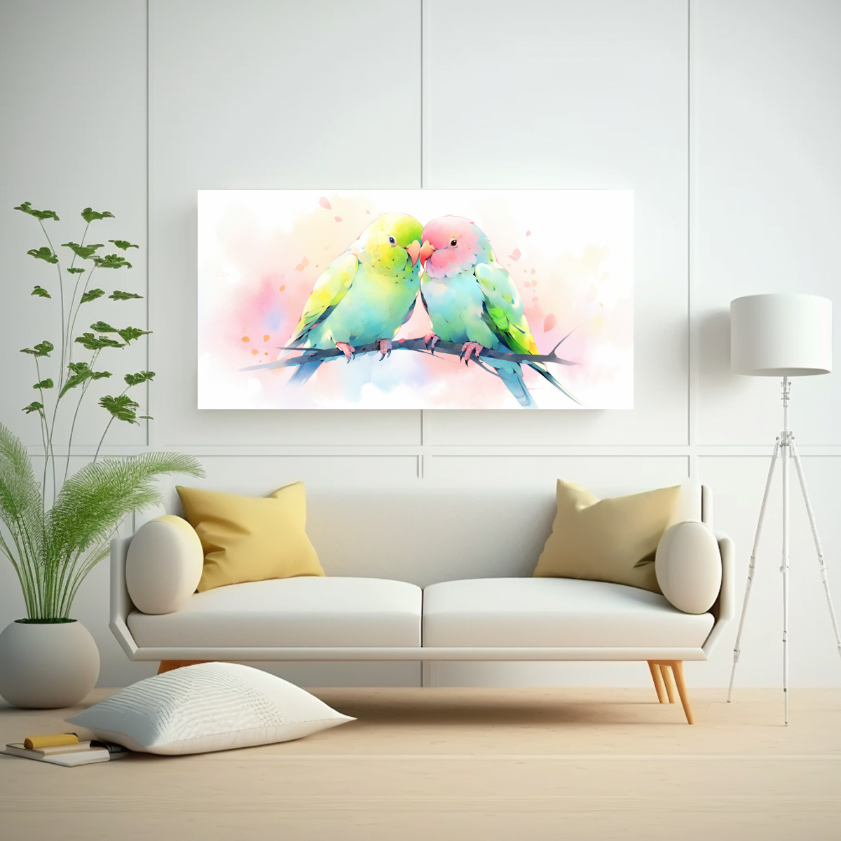 PINTURAS DE PARED DE AMOR EN ACUARELAS Y PASTELES 140X70 CM - 2