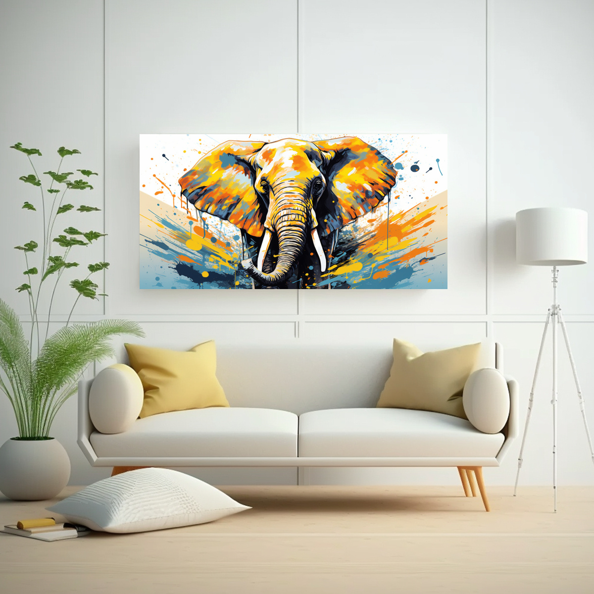 PINTURA DECORATIVA: ELEFANTE AFRICANO EN TONOS 100X50 CM - 2