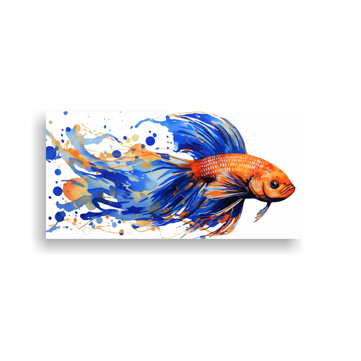 CUADRO DECORATIVO DE PECES BETTA EN TONOS NARANJA 40X20 CM - 1