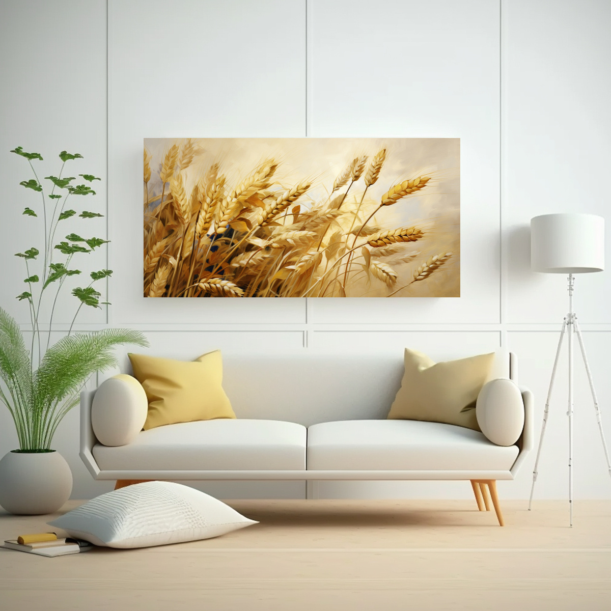 PINTURA ABSTRACTA DE AVENA Y GRANOS EN LIENZO: 60X30 CM - 2