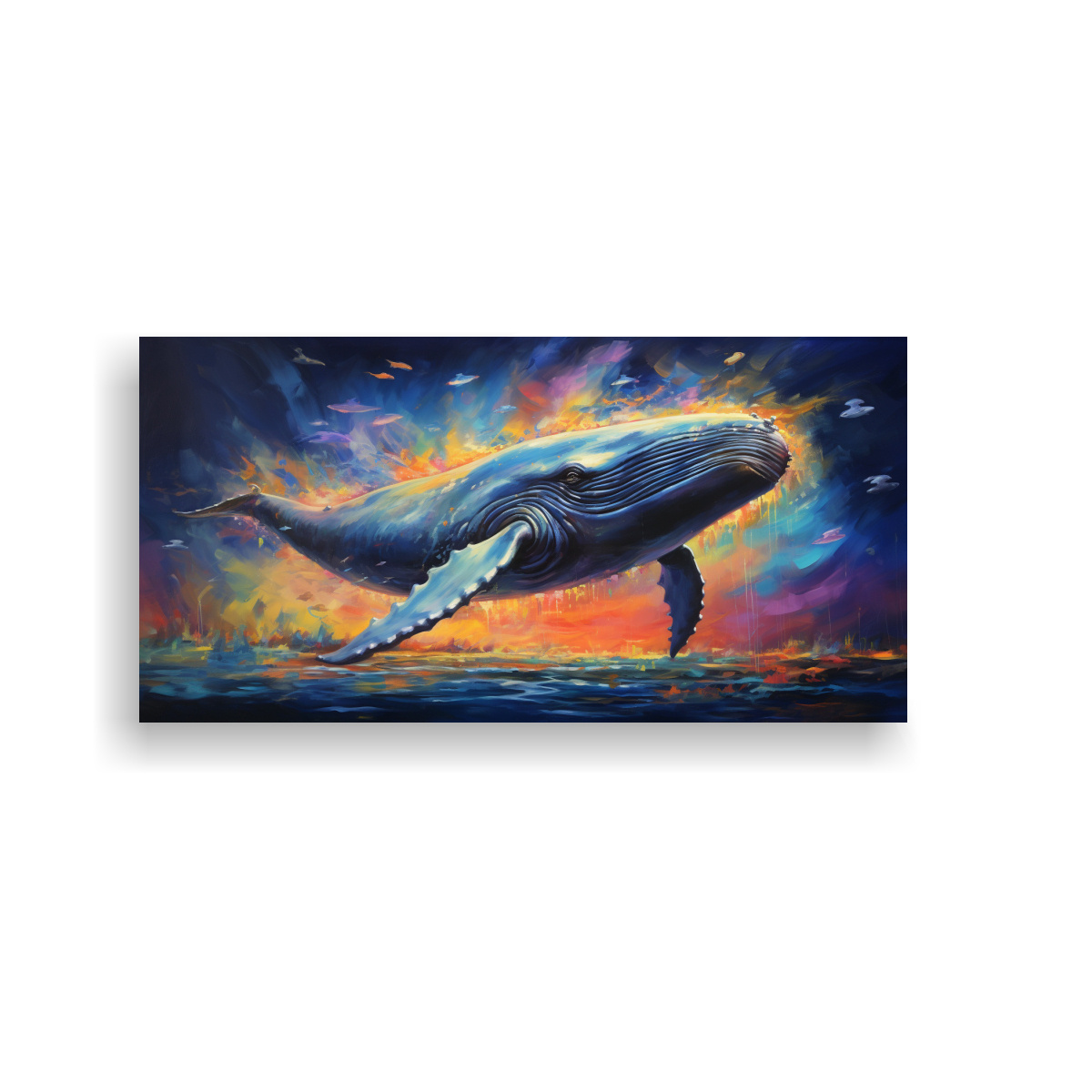 OBRA DE ARTE ATRACTIVA: BALLENA AZUL EN ESTILO DE 100X50 CM - 1