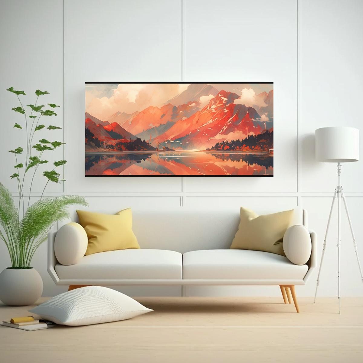 PINTURA ABSTRACTA DE FIGURAS MODERNAS EN COLORES 80X40 CM - 2