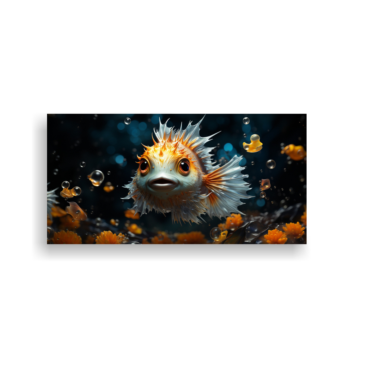 PINTURA AL ESTILO ÓLEO DE UN PEZ GLOBO EN ESTILO 140X70 CM - 1