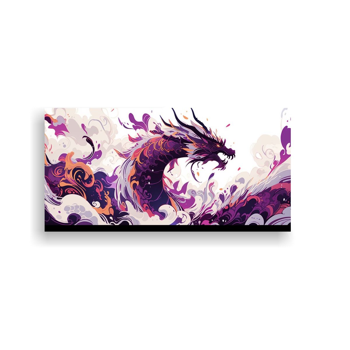 PINTURA DECORATIVA DE UN DRAGÓN EN TONOS MARRÓN 60X30 CM - 1