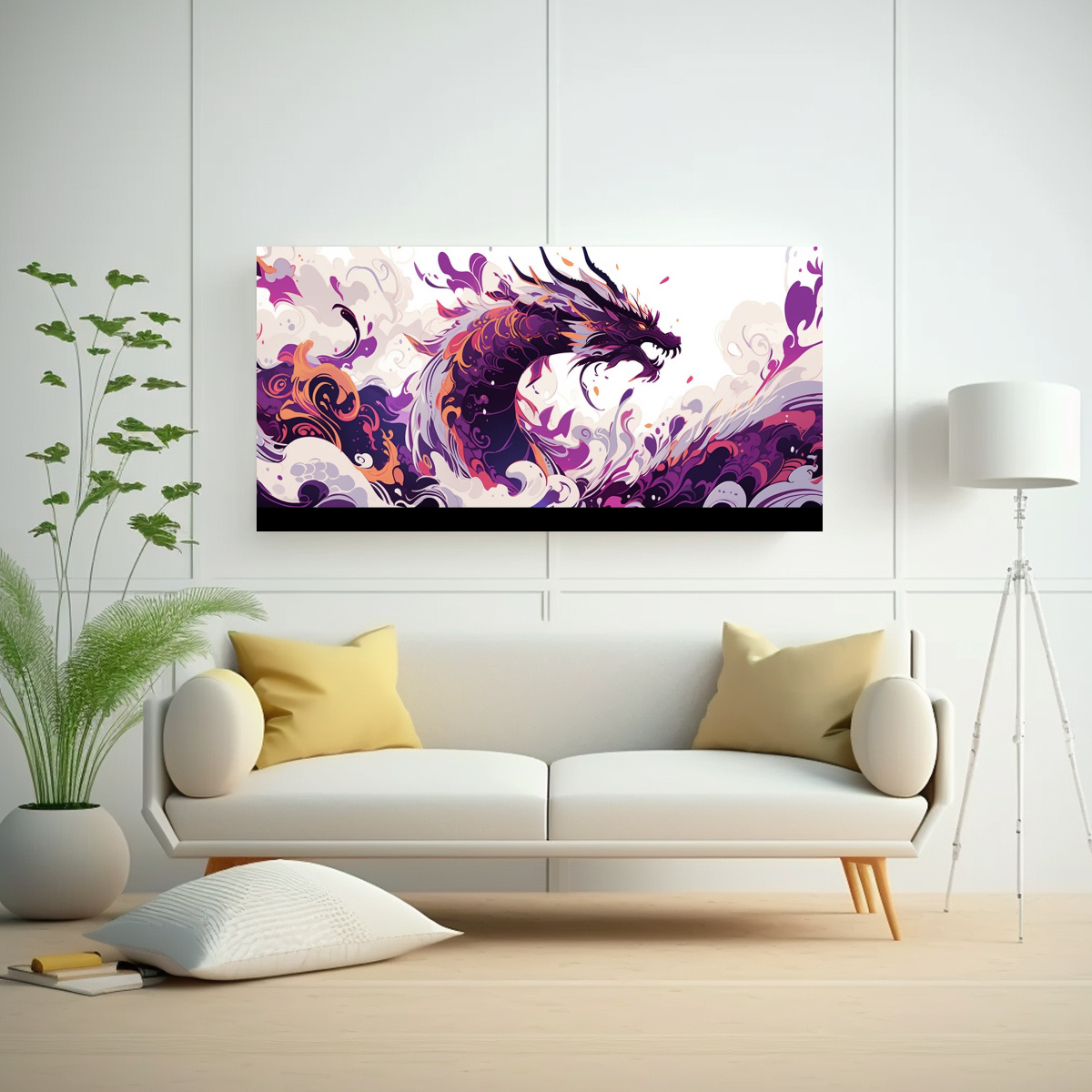 PINTURA DECORATIVA DE UN DRAGÓN EN TONOS MARRÓN 60X30 CM - 2