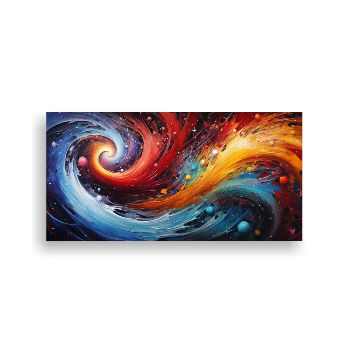 LIENZO DE TELA CON DOS REMOLINOS DE COLORES 80X40 CM - 1