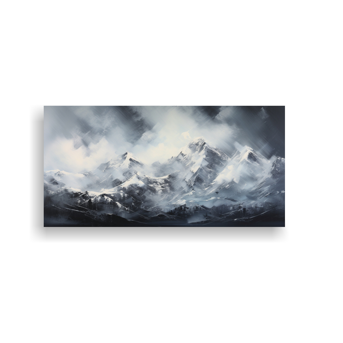 CUADRO ABSTRACTO DE MAJESTUOSAS MONTAÑAS NEVADAS 40X20 CM - 1