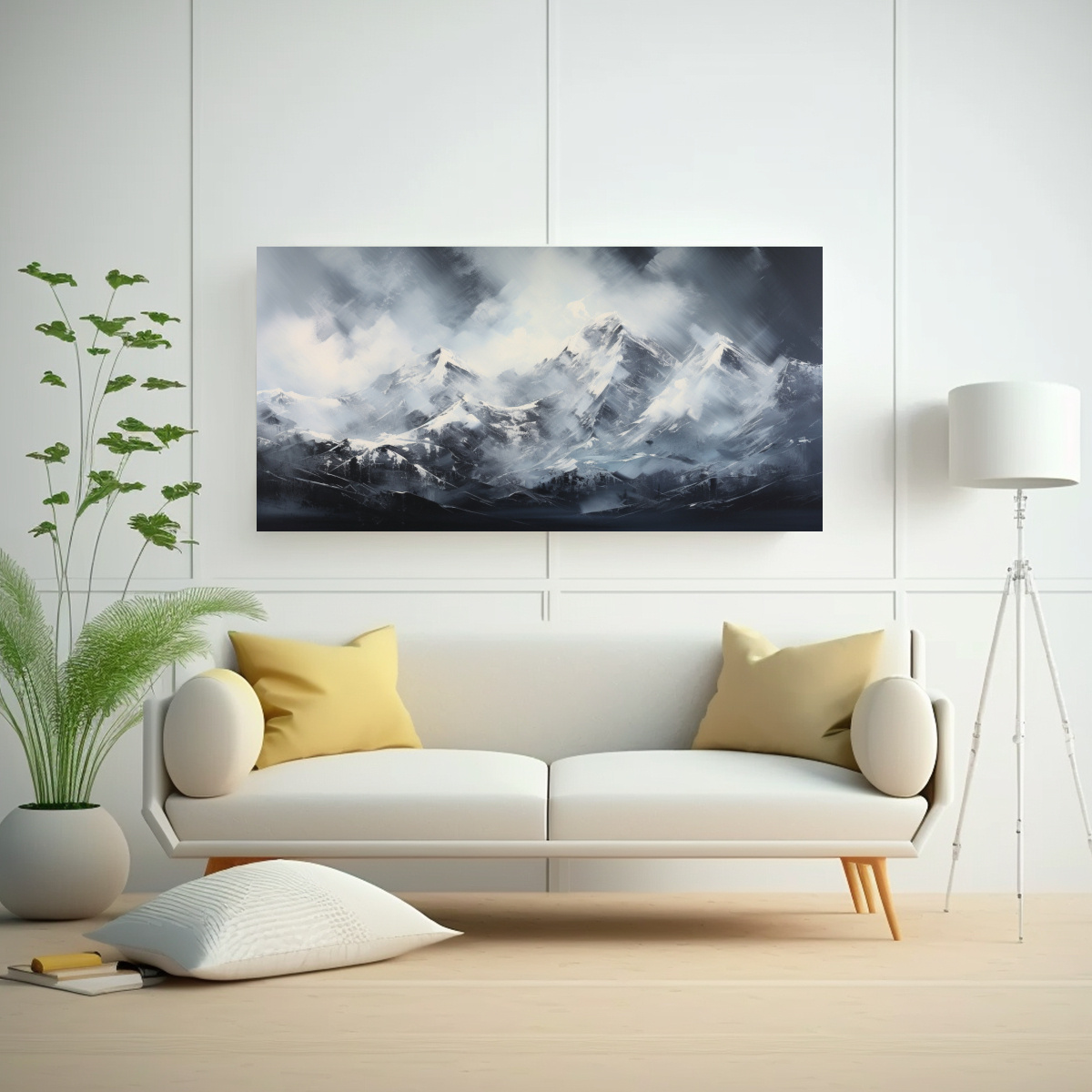 CUADRO ABSTRACTO DE MAJESTUOSAS MONTAÑAS NEVADAS 40X20 CM - 2