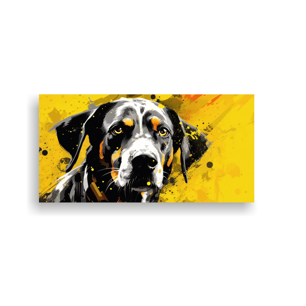 CUADRO LÍNEAS FINAS ÉPOCA PERRO EN AMARILLO Y 60X30 CM - 1