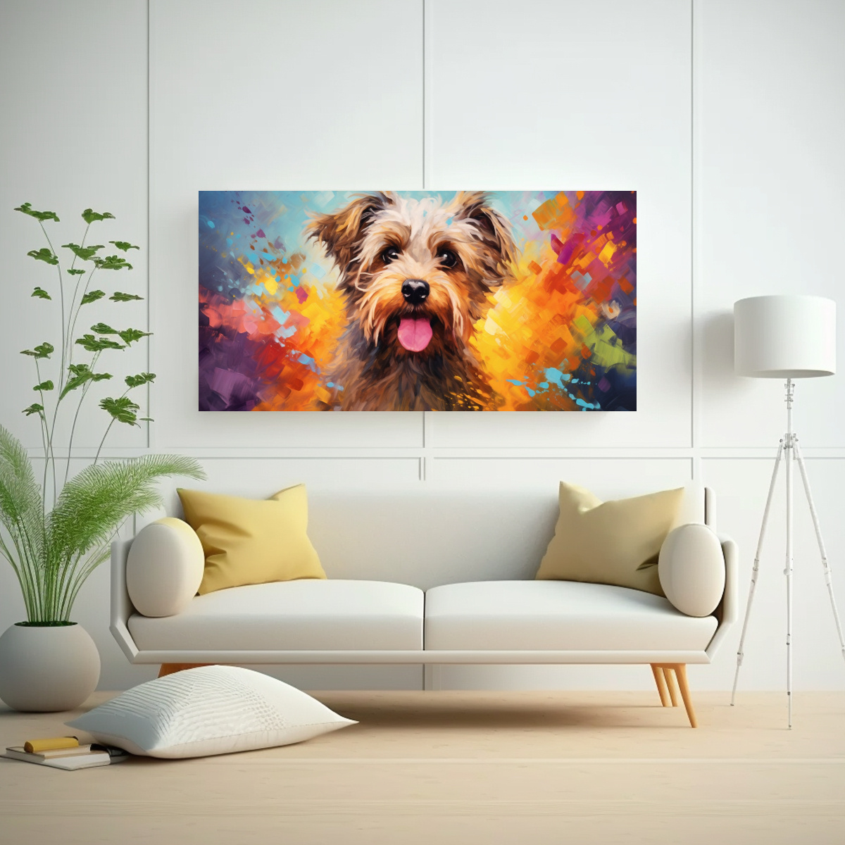 CUADRO TERRIER CON COLORIDO ESTILO PINTURA AL 80X40 CM - 2