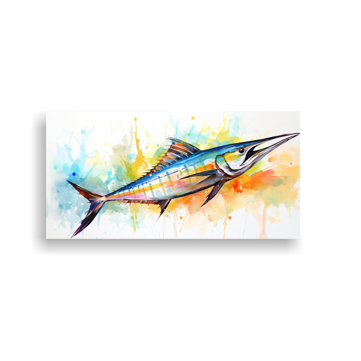 PINTURA ACUARELA COLORIDA ESTILO WAHOO INSPIRADA 80X40 CM - 1
