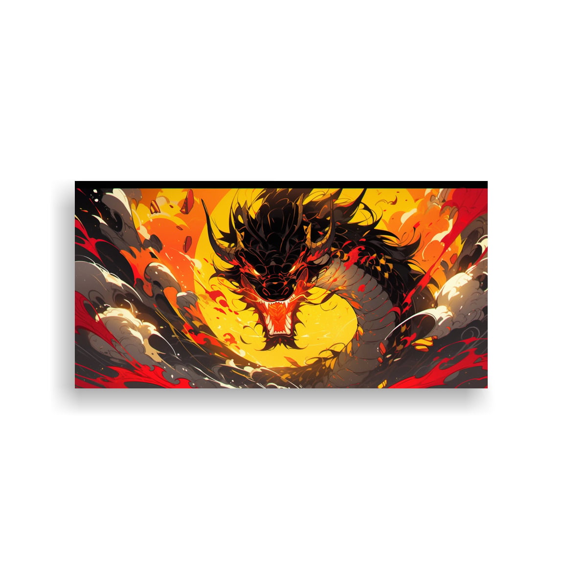 PINTURA DRAGON EN AMARILLO Y ROJO, COMPOSICIÓN 140X70 CM - 1