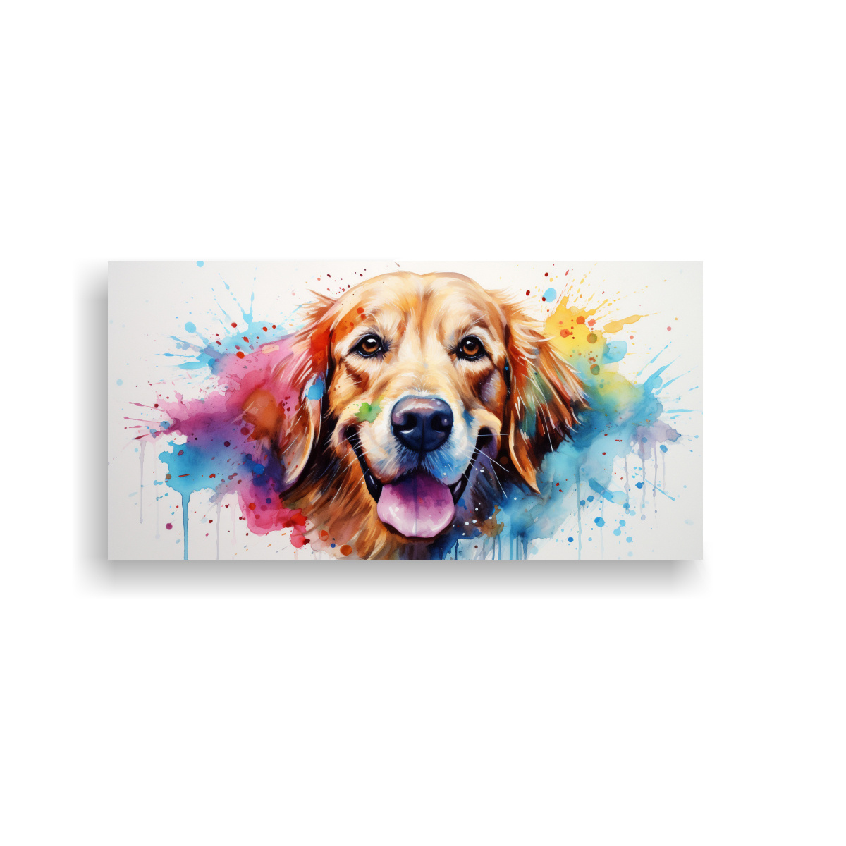 TELA CON DIBUJO DE RETRIEVER EN ACUARELAS 120X60 CM - 1