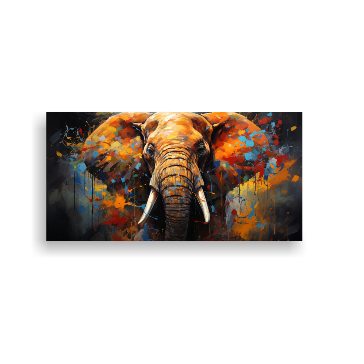 PINTURA AL ESTILO ÓLEO DE ELEFANTE ABSTRACTO 60X30 CM - 1