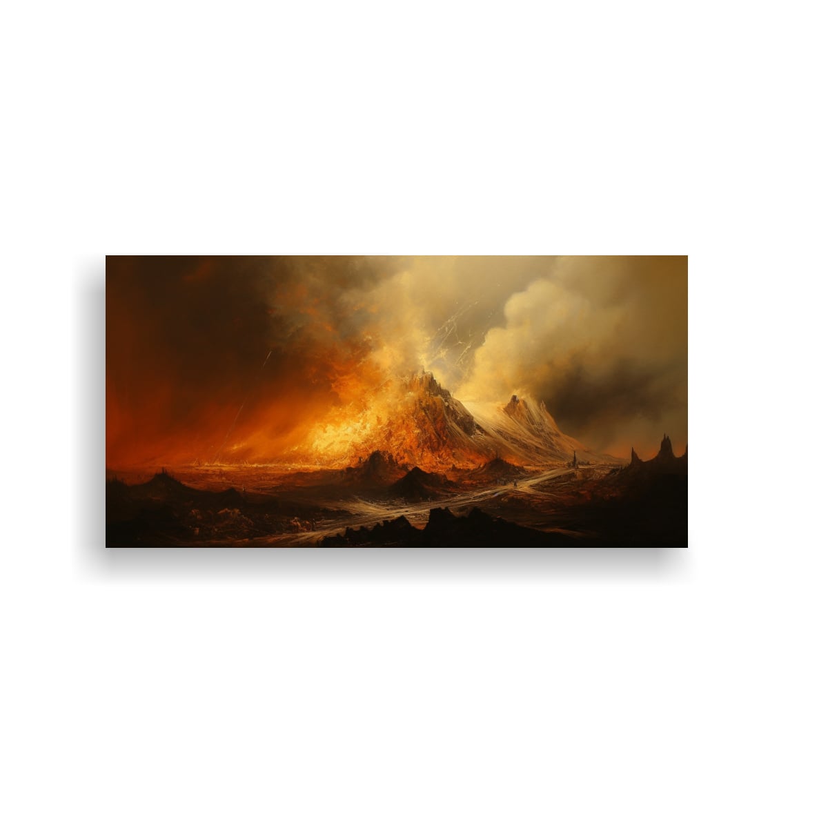 PINTURA ABSTRACTA DE UN VOLCÁN CON COLORES 140X70 CM - 1