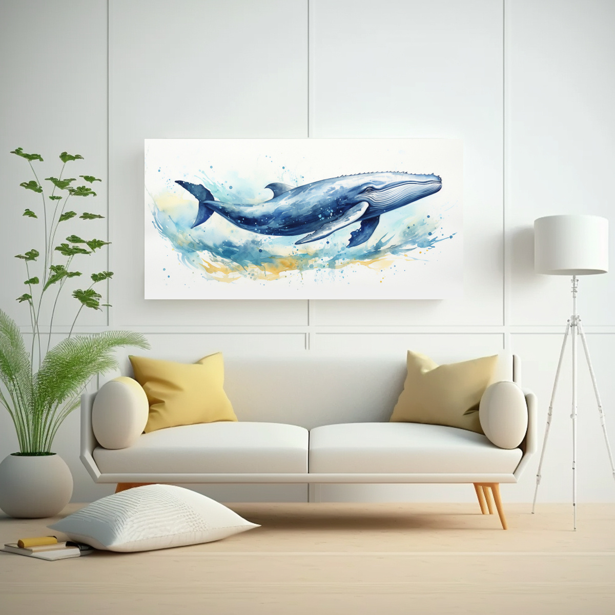 PINTURA VANGUARDIA ARTE URBANO BALLENA AZUL 140X70 CM - 2