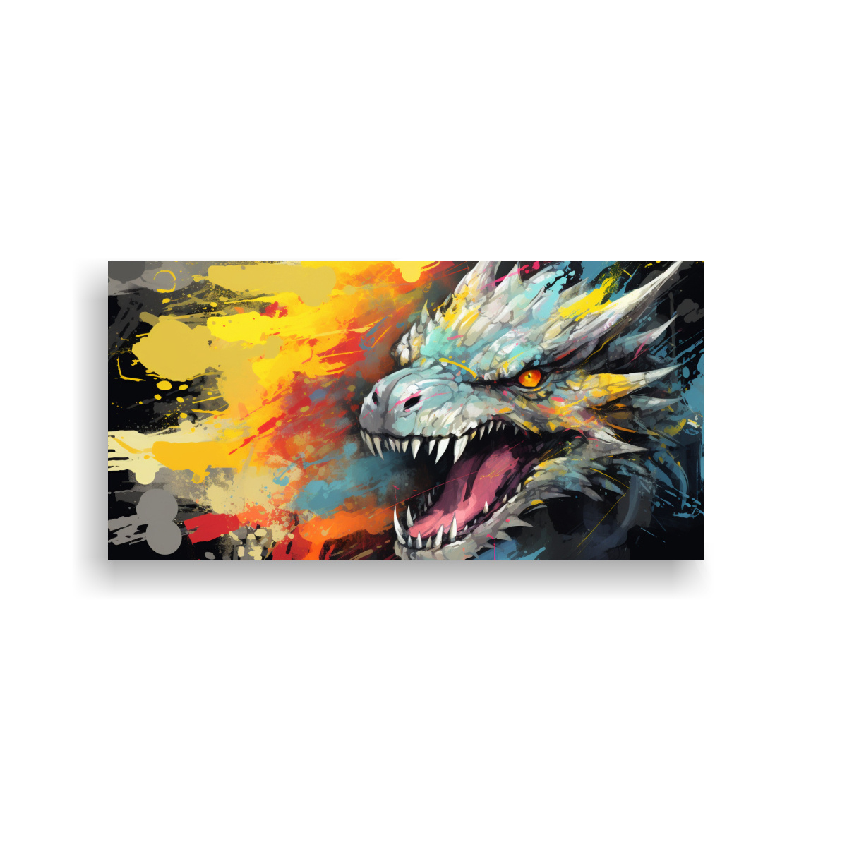 CUADRO DISEÑO PROFUNDIDAD: DRAGÓN EN COLORES 60X30 CM - 1