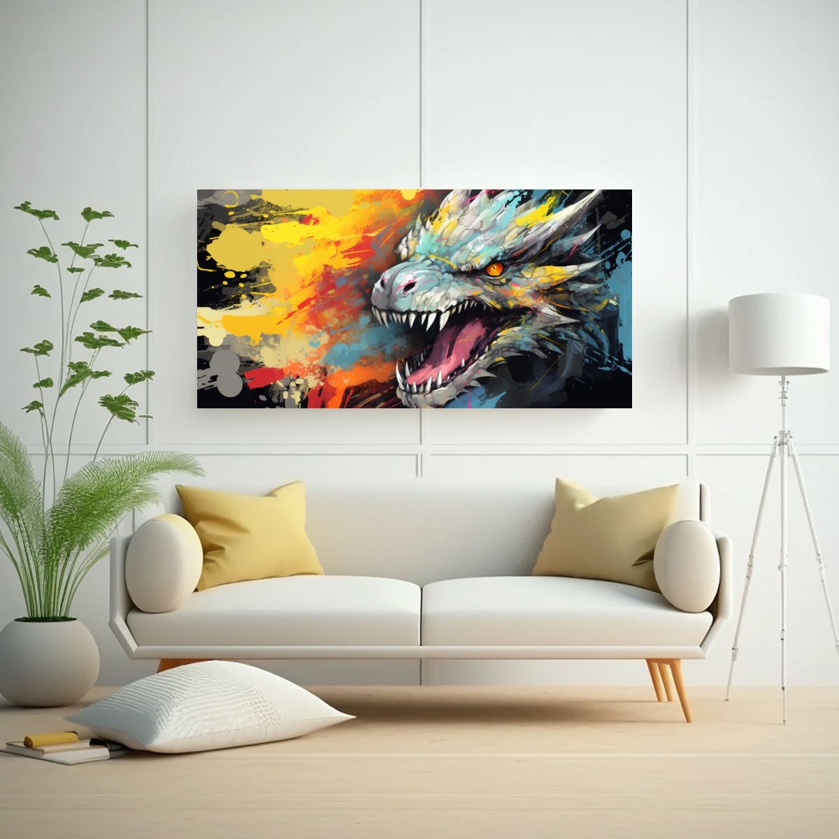 CUADRO DISEÑO PROFUNDIDAD: DRAGÓN EN COLORES 60X30 CM - 2