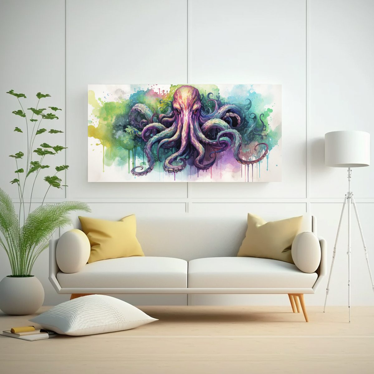 PINTURAS ACUARELAS ESTILO CTHULHU COLORIDO ARTE 40X20 CM - 2