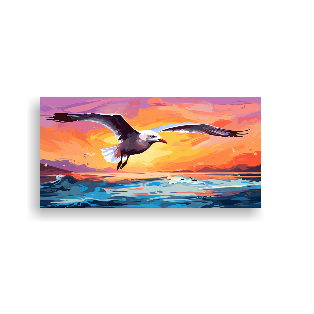 CUADRO TELA VINTAGE: GAVIOTA PÚRPURA Y NARANJA 120X60 CM - 1