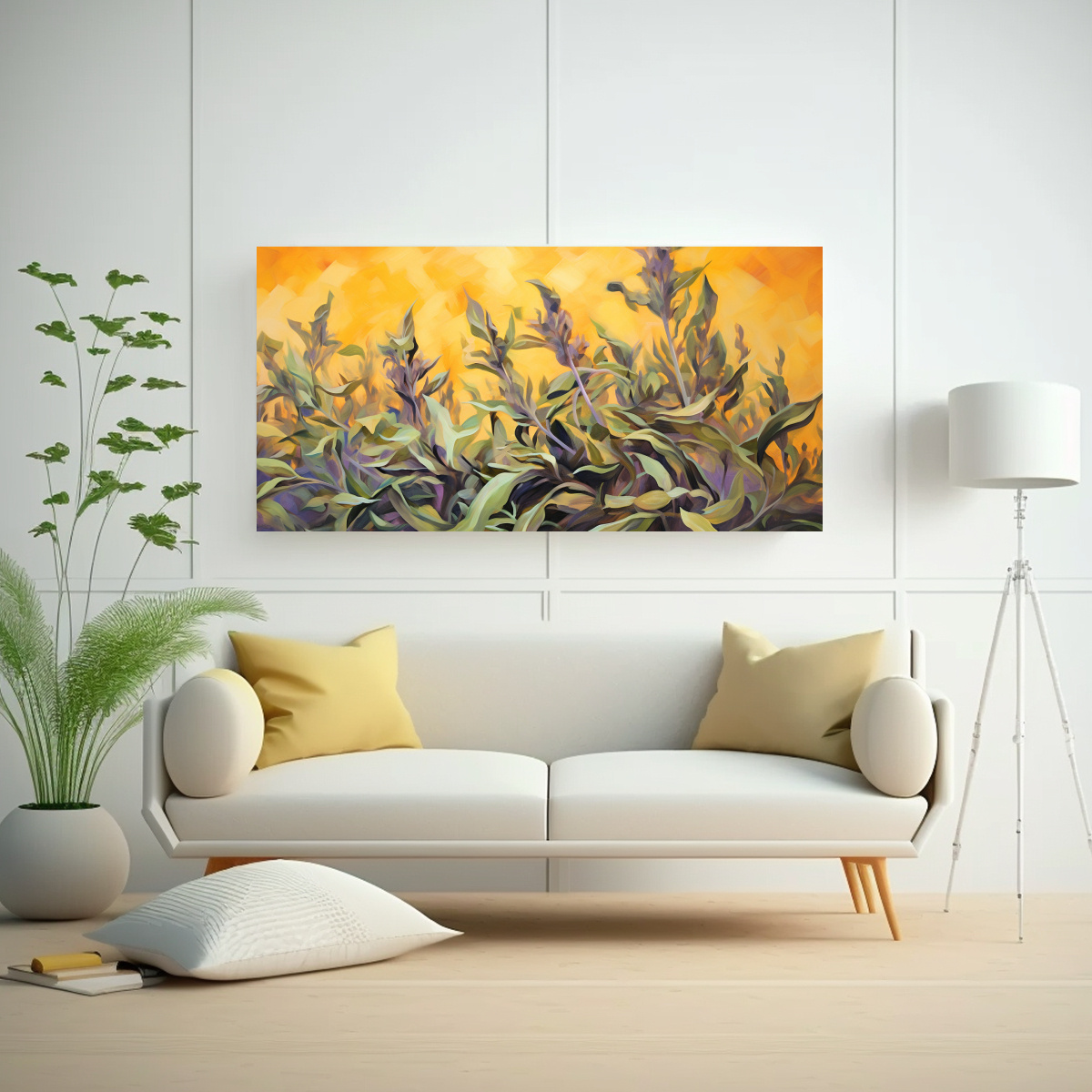 CUADRO ABSTRACTO DE CUADRO IMPACTANTE CON HIERBAS 100X50 CM - 2