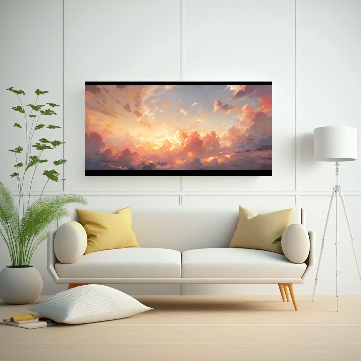 PINTURA ABSTRACTA DEL AMANECER CON COLORES 80X40 CM - 2