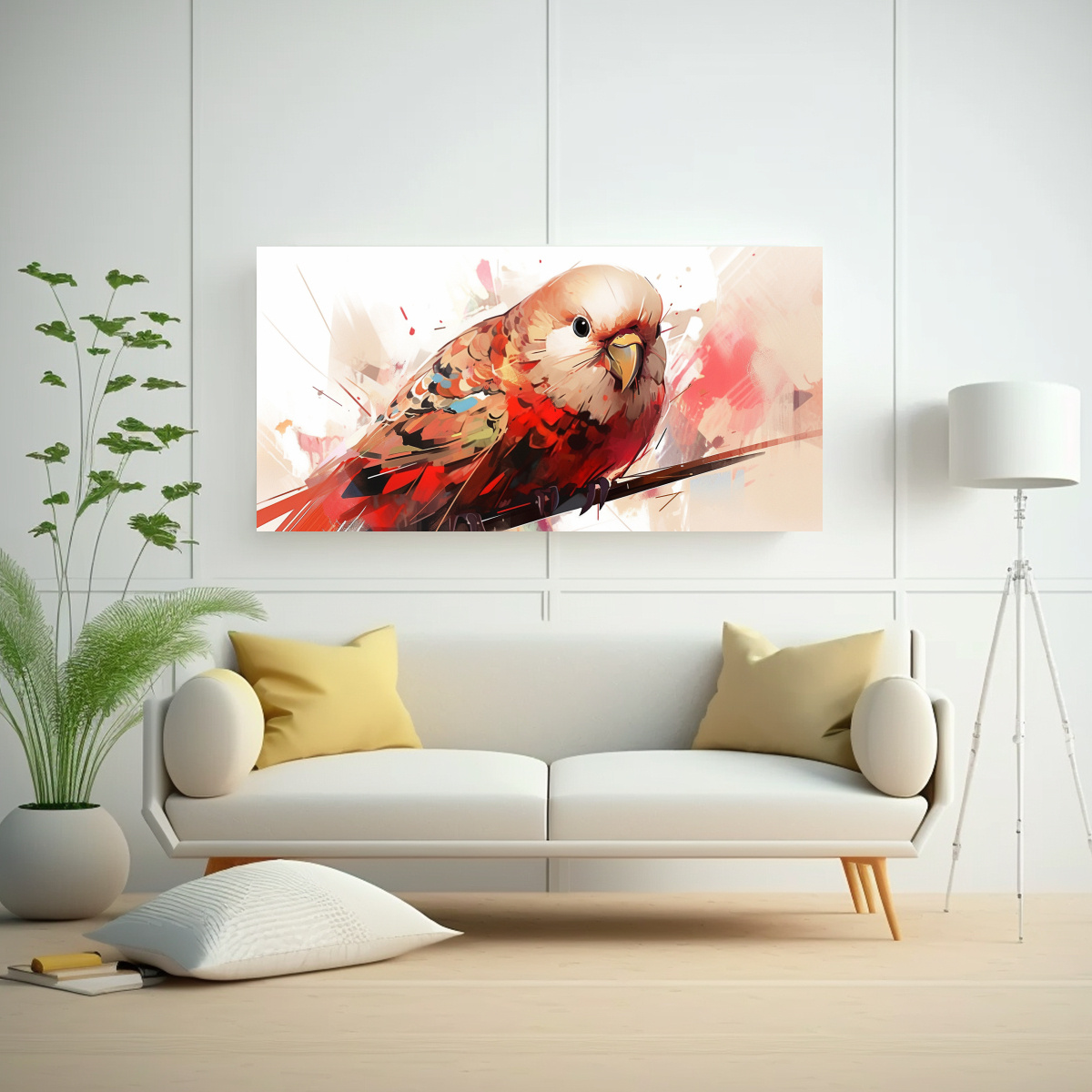 PINTURA DE PARED HORIZONTAL CON PERIQUITO EN 160X80 CM - 2