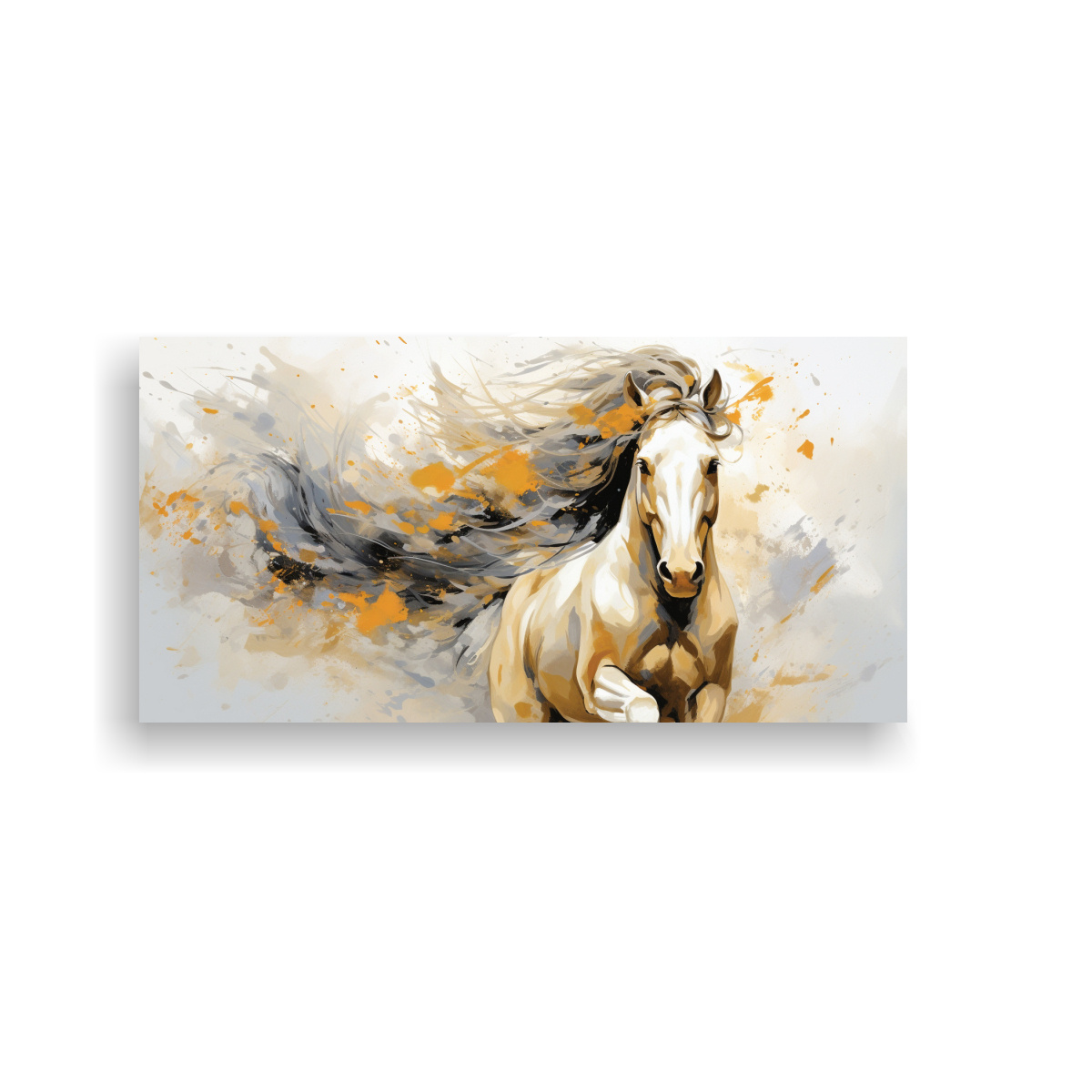 LIENZO DE TELA IMPRESO MÁGICO CABALLO FRISÓN EN 40X20 CM - 1