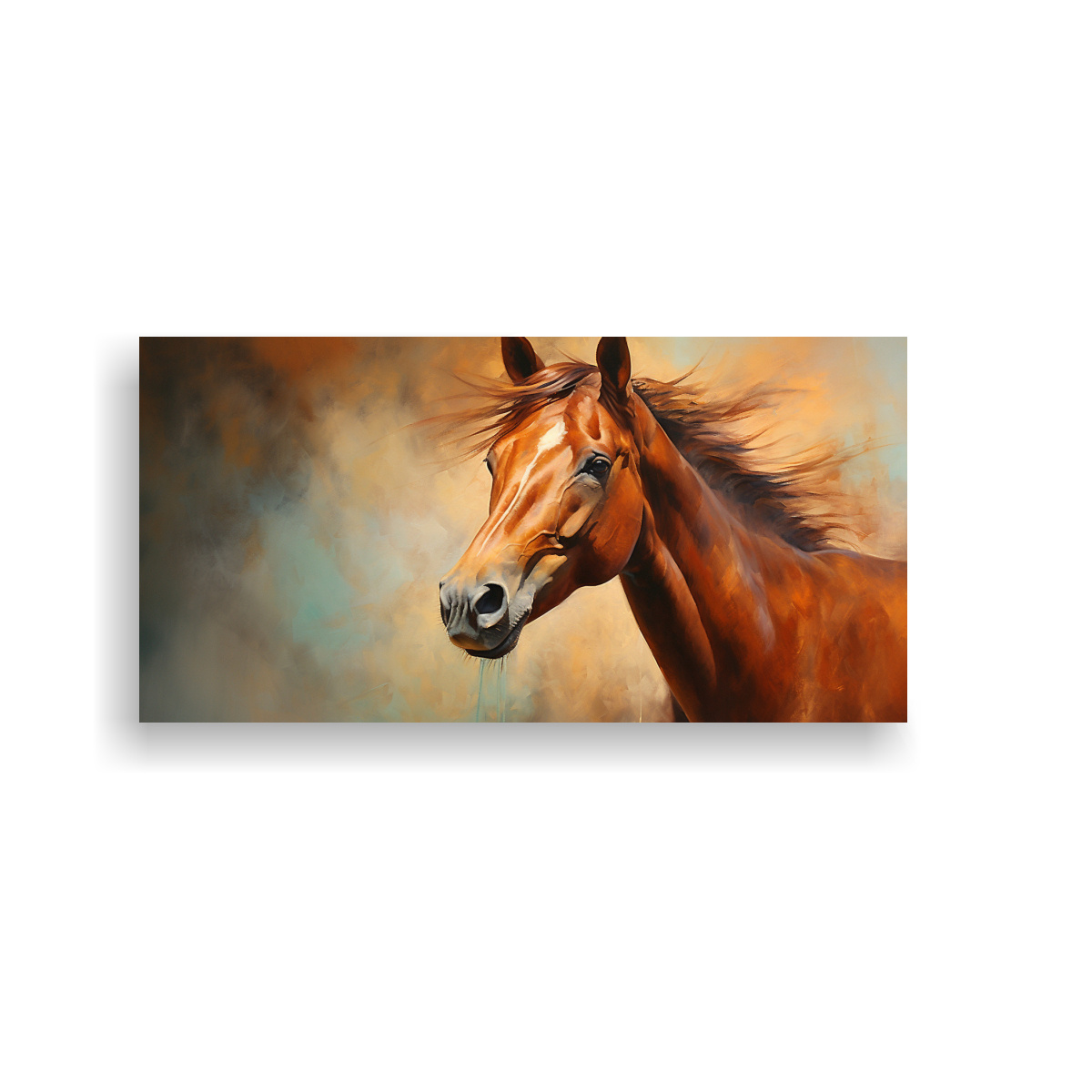 PINTURA AL ESTILO ÓLEO COLORIDA ESTILO CABALLO 100X50 CM - 1