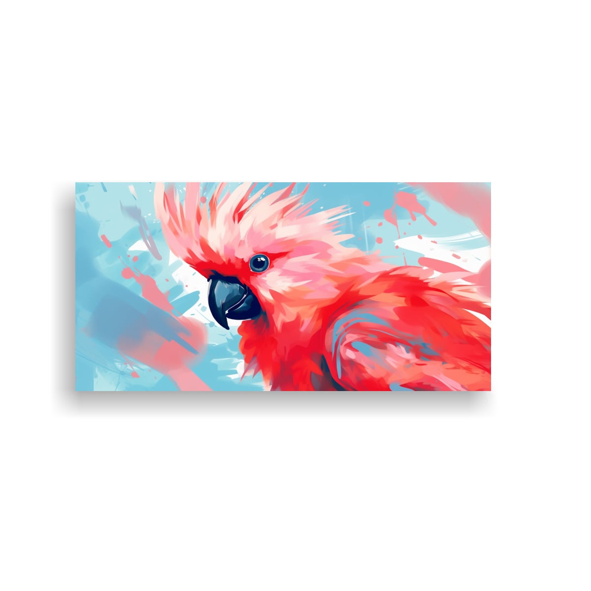 CUADRO DE COCKATOO EN COLORES PASTEL Y ROJO 120X60 CM - 1