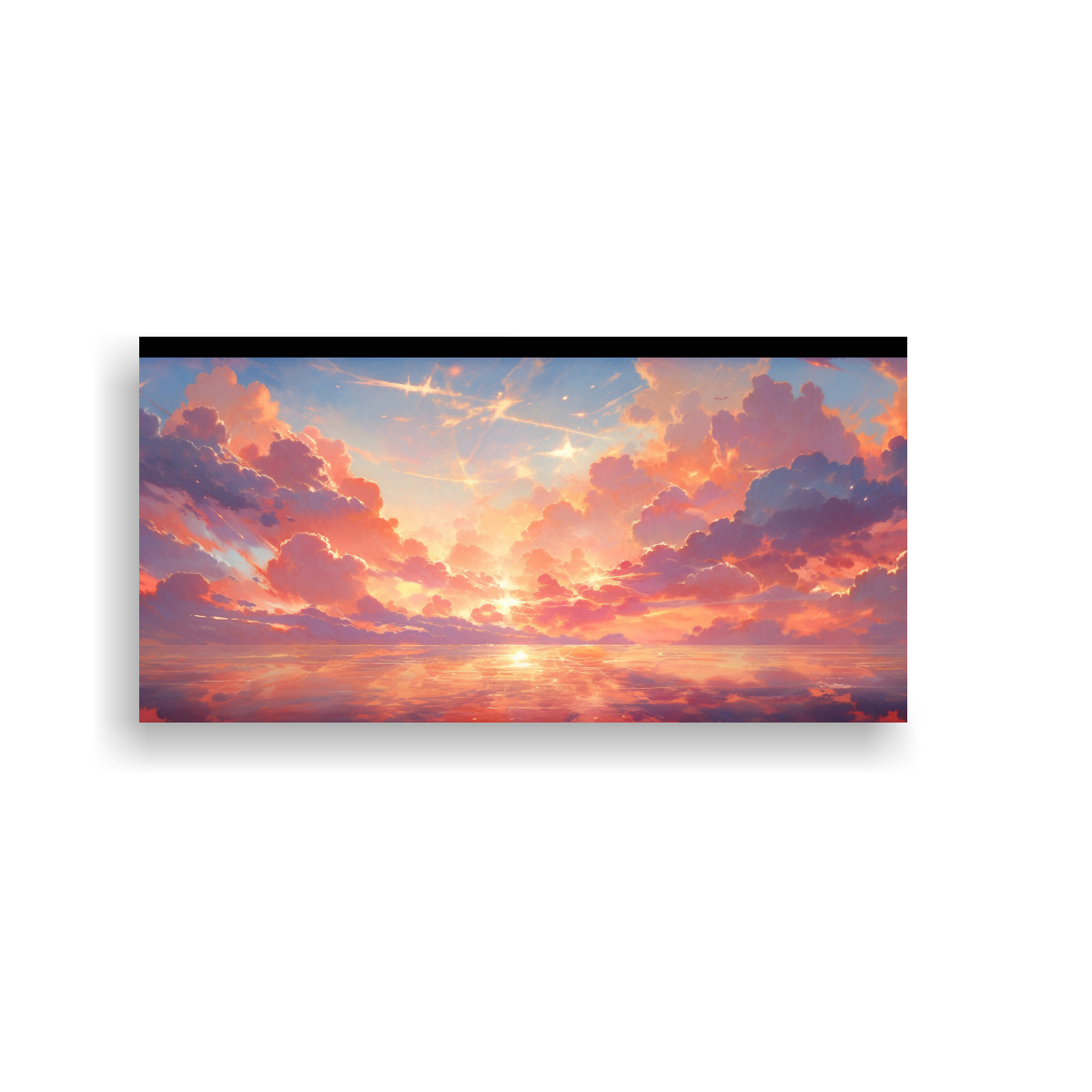 CUADRO ABSTRACTO ATARDECER AMANECER CIELOS ROSA 120X60 CM - 1