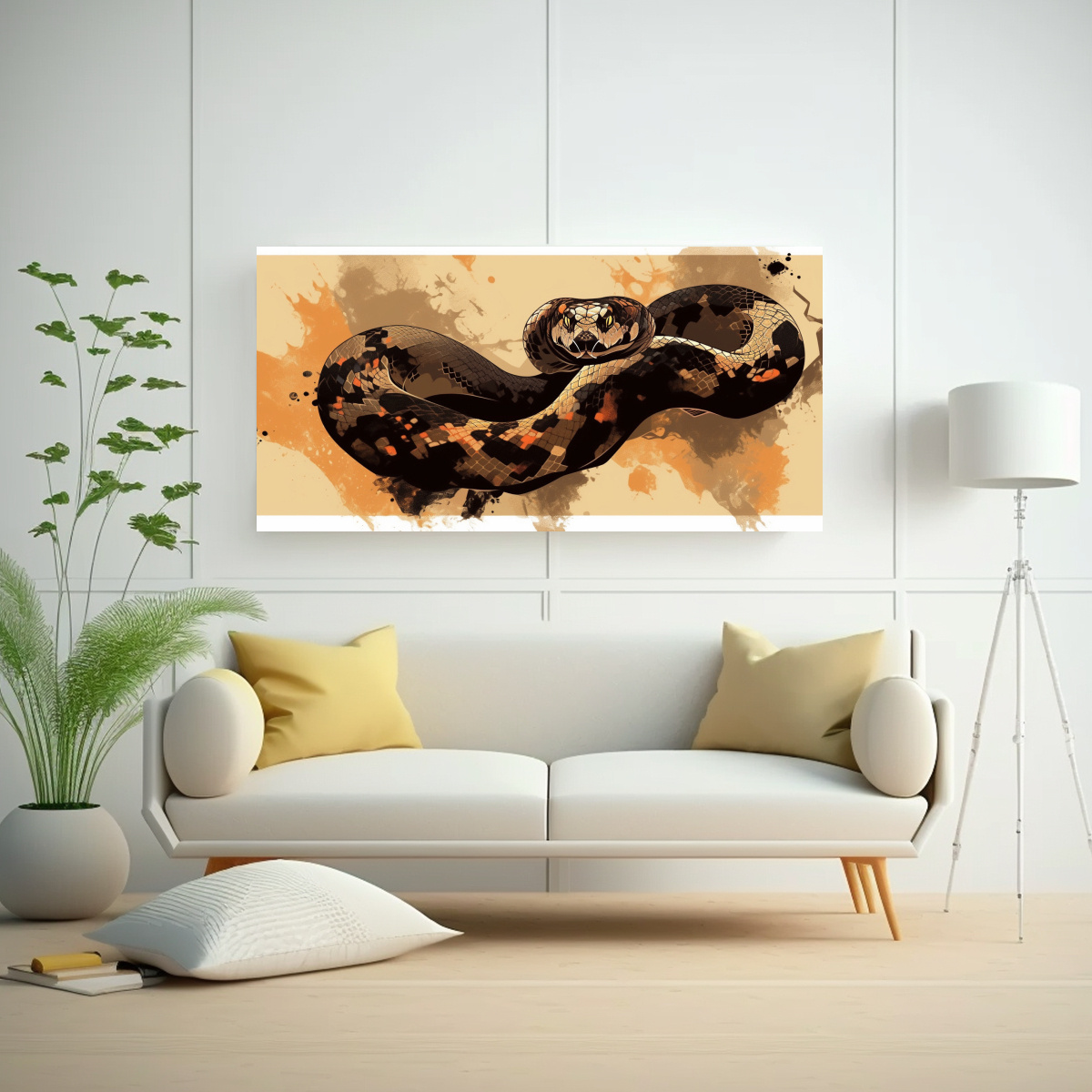 PINTURA DECORATIVA ABSTRACTA DE UNA SERPIENTE DE 120X60 CM - 2