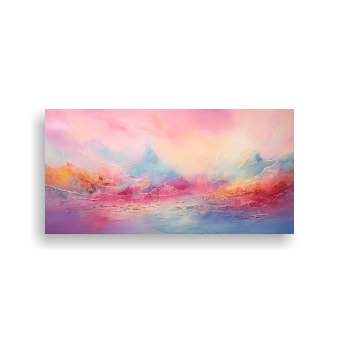 PINTURA ABSTRACTA PAISAJE ARCOÍRIS Y ROSA PARA 160X80 CM - 1