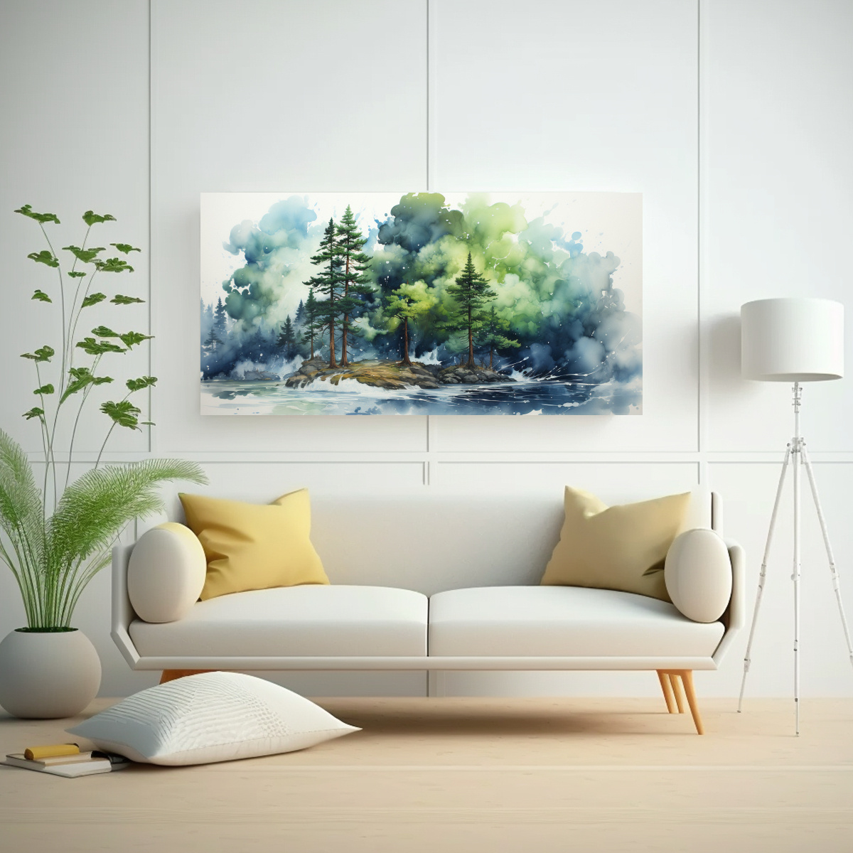 PINTURA ABSTRACTA DE UN PINO VERDE Y AZUL CON 160X80 CM - 2