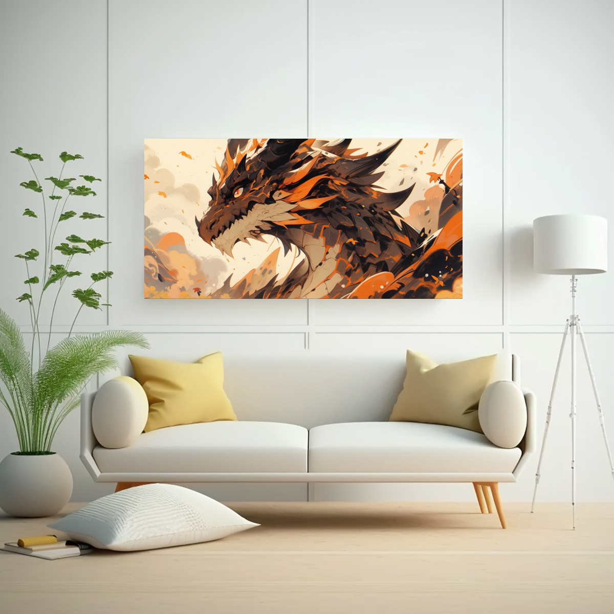 CUADRO EXUBERANTE DE DRAGÓN EN TONOS MARRÓN Y 40X20 CM - 2