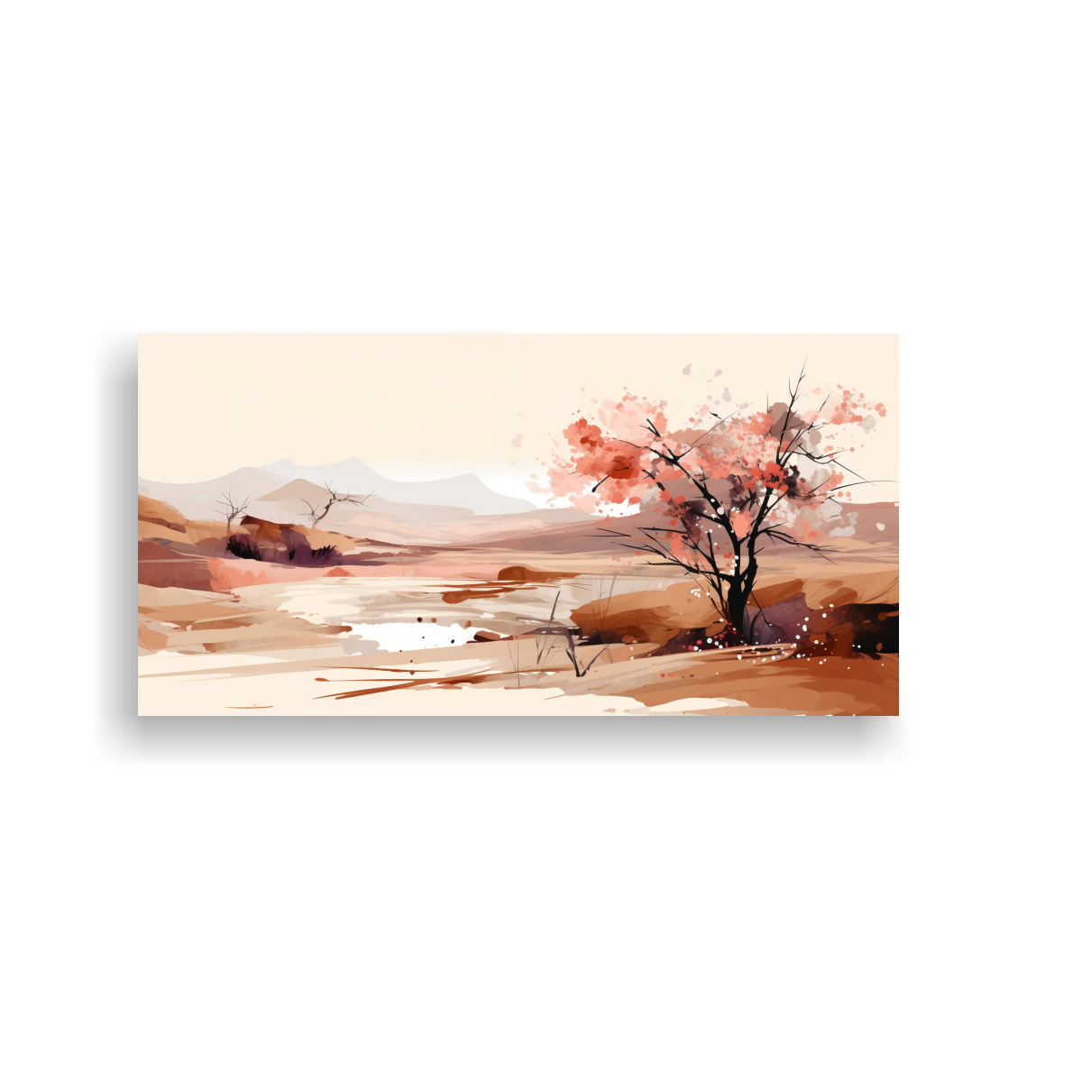 CUADRO PRIMAVERAL PAISAJE CON COLORES MARRONES 120X60 CM - 1
